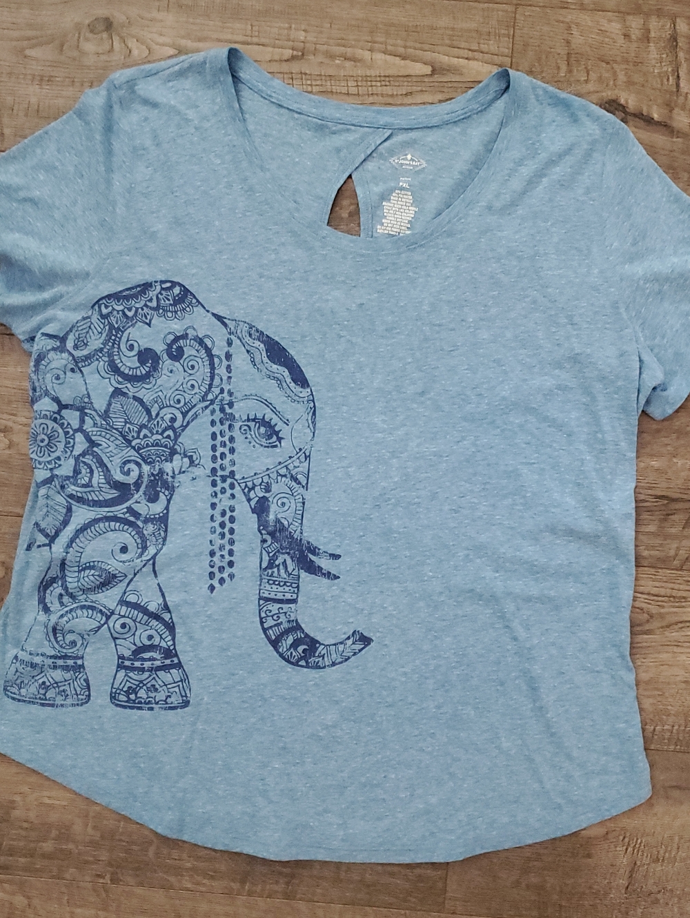 Blue Short Sleeve Tee with Decorative Elephant Print